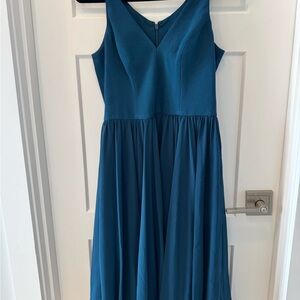Dress the Population Blue/ green V-Neck Sleeveless Midi dress women size medium